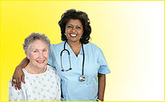 Nurse and patient in nursing home