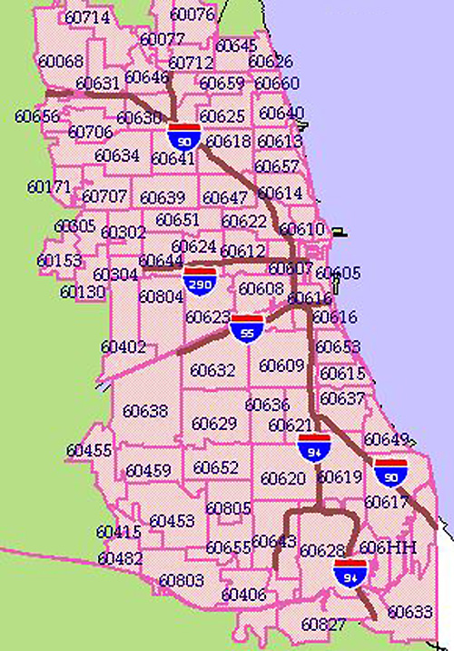 Chicago Zip Code Map Locate Chicago Neighborhoods Chicago Images And Photos Finder 5739
